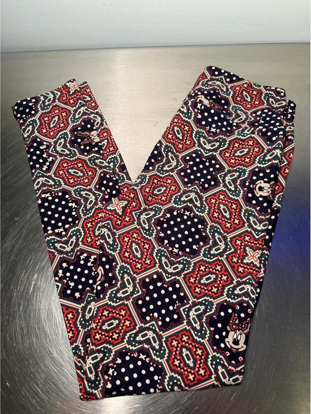 LuLaRoe Leggings One Size OS Disney Minnie Mouse Patches Soft High Rise NWOT
